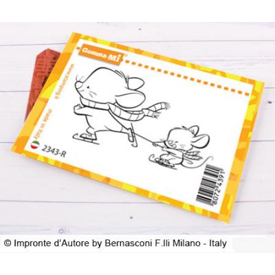 Impronte d’Autore Unmounted Rubber Stamp Topini Skate - Maus beim Eislaufen